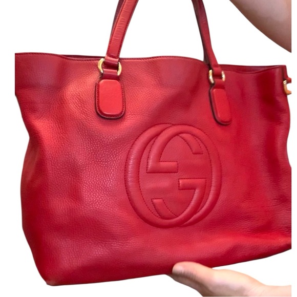 Gucci Soho Oversized Red Leather Tote Bag gold hardware with dustbag and COA - Picture 1 of 6